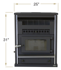 KOZI Shop Heater Front View Specification